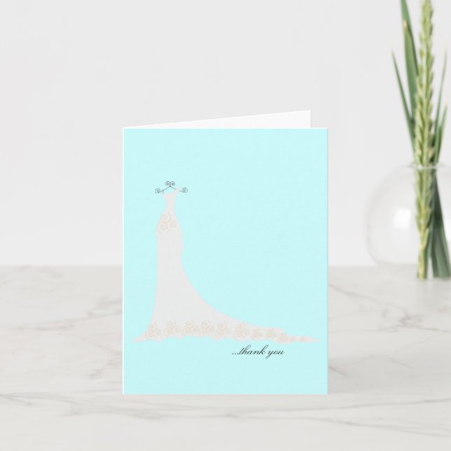 Carte De Remerciements Remerciements de robe de mariée {Sarcelle} (Devant)