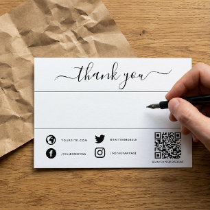 Carte De Remerciements Remerciements écrits à la main social qr code inse