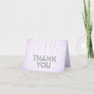 Carte De Remerciements Remerciements Élégants Paillettes Violettes et Arg