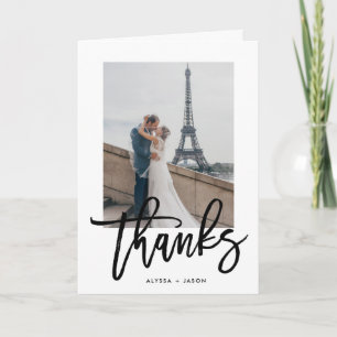 Carte De Remerciements Remerciements Élégants Photo de Mariage