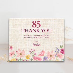 Carte De Remerciements Remerciements élégants pour les invités du 85e ann