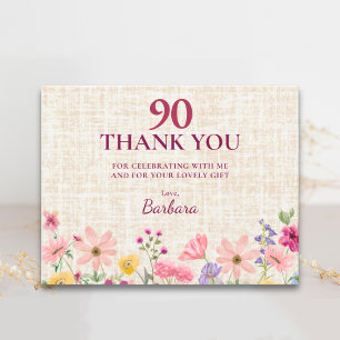 Carte De Remerciements Remerciements élégants pour les invités du 90e ann