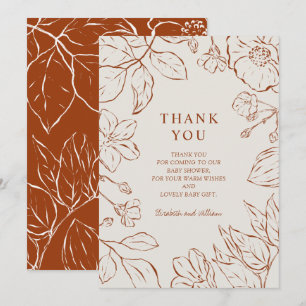 Carte De Remerciements Remerciements Fête Bébé Botanique Orange Brûlé
