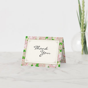 Carte De Remerciements Remerciements Fleurs de Hortensia Rose Dentelle Fl
