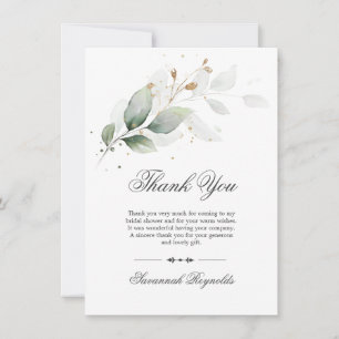 Carte De Remerciements Remerciements Fleurs de Mariage Botanique Or