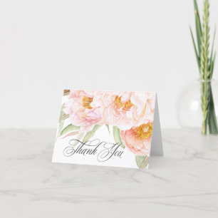 Carte De Remerciements Remerciements Floraux Aquarelle Pivoines Roses Lux
