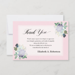 Carte De Remerciements Remerciements Funéraires Fleurs Violettes Élégante