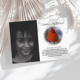 Carte De Remerciements Remerciements Funéraires pour Cardinal Rouge Photo