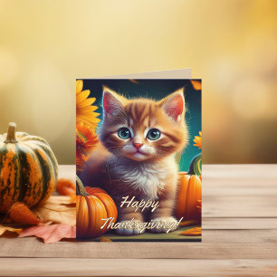 Carte De Remerciements Remerciements personnalisés de Thanksgiving   Chat