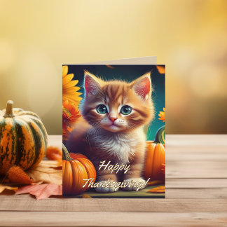 Carte De Remerciements Remerciements personnalisés de Thanksgiving | Chat
