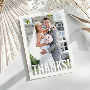 Carte De Remerciements REMERCIEMENTS PHOTO superposition blanche typograp