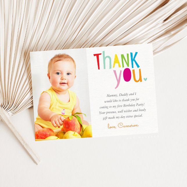 Carte De Remerciements REMERCIEMENTS PHOTO typographie moderne arc-en-cie (Créateur téléchargé)