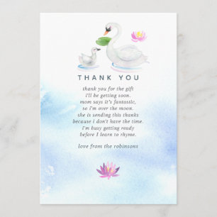 Carte De Remerciements Remerciements pour Baby Shower aquarelle de cygne