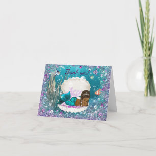 Carte De Remerciements Remerciements pour Baby Shower de Sirène Afro-Amér