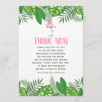 Remerciements pour Baby Shower Flamingo Tropical A