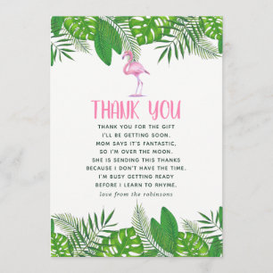 Carte De Remerciements Remerciements pour Baby Shower Flamingo Tropical A