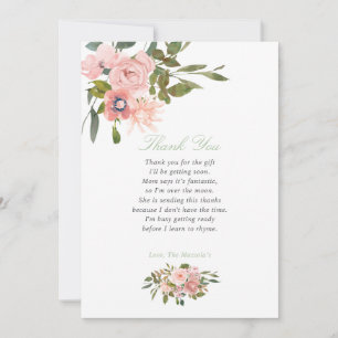 Carte De Remerciements Remerciements pour Baby Shower Floral Blush et Sag