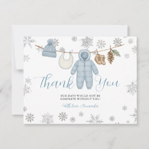 Carte De Remerciements Remerciements pour Baby Shower Garçon Bleu Hiver F