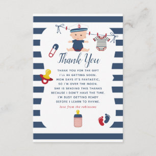 Carte De Remerciements Remerciements pour Baby Shower Garçon Nautique