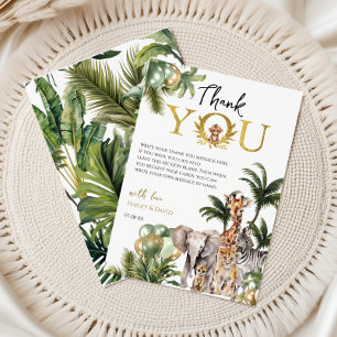 Carte De Remerciements Remerciements pour Baby Shower Jungle Safari