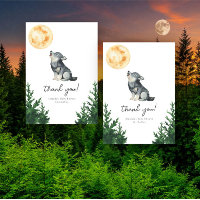 Remerciements pour Baby Shower Loup Aquarelle