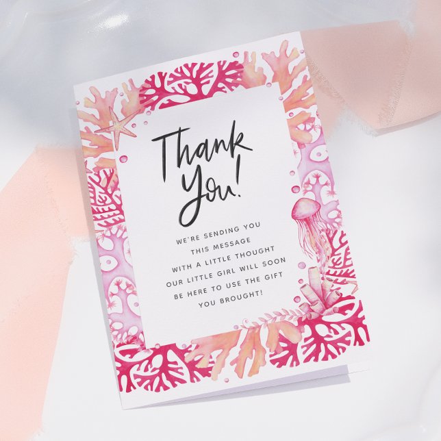 Carte De Remerciements Remerciements pour Baby Shower Nautilus Corail Ros (Créateur téléchargé)