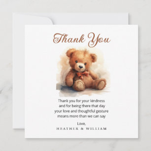 Carte De Remerciements Remerciements pour Baby Shower Ours en Peluche Neu