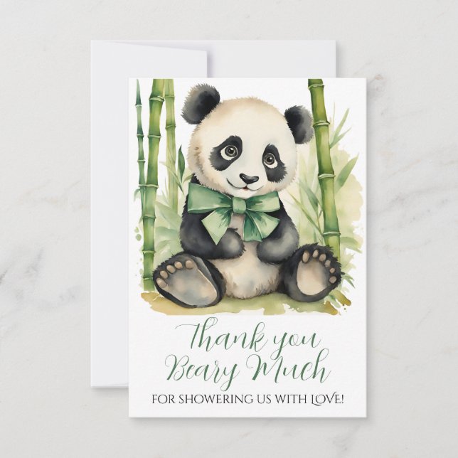 Carte De Remerciements Remerciements pour Baby Shower Ourson Panda Bébé (Devant)