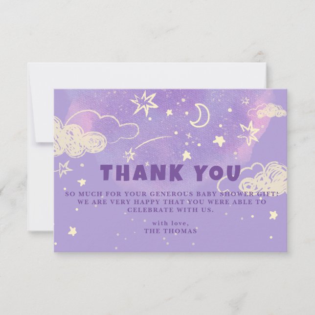 Carte De Remerciements Remerciements pour Baby Shower Purple Dream (Devant)