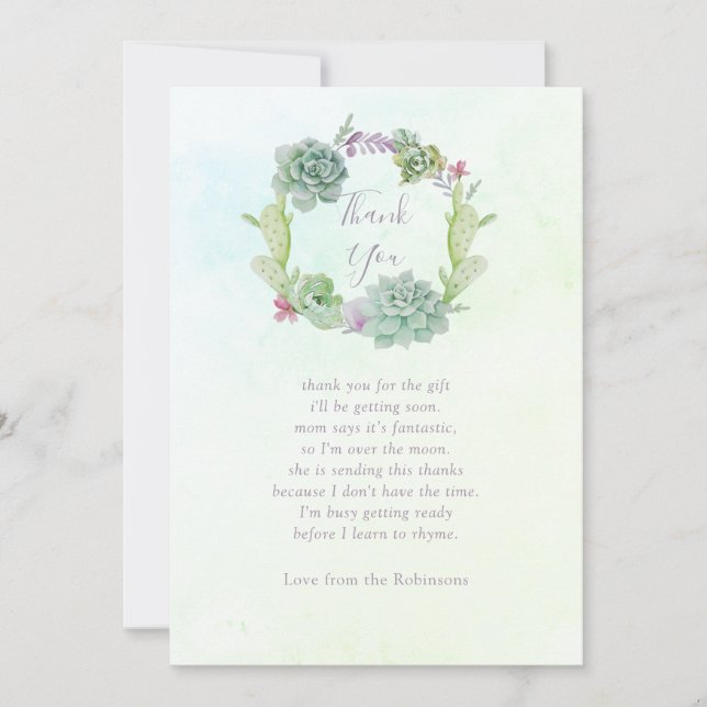 Carte De Remerciements Remerciements pour Baby Shower sur le thème des Su (Devant)