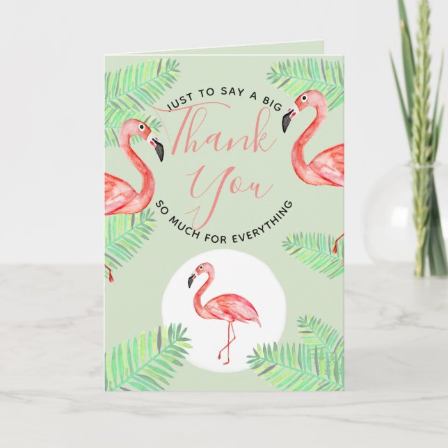 Carte De Remerciements Remerciements pour Baby Shower Tropical Flamingo A (Devant)