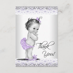 Carte De Remerciements Remerciements pour Baby Shower Violet Lavande et G
