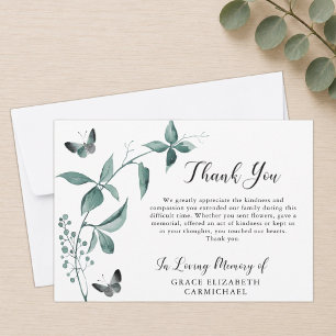 Carte De Remerciements Remerciements pour des funérailles Papillon Botani