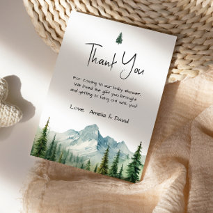 Carte De Remerciements Remerciements pour la Baby Shower Aventure Montagn