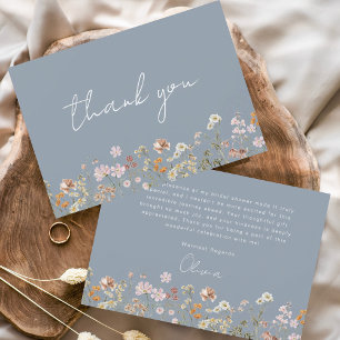 Carte De Remerciements Remerciements pour la Baby Shower Dusty Blue Wildf