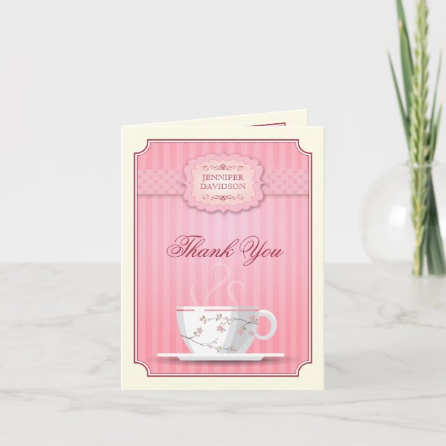 Carte De Remerciements Remerciements pour la Baby Shower et la Thé Party  (Devant)