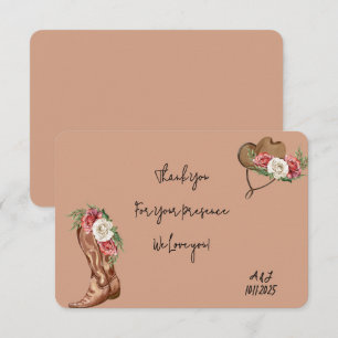 Carte De Remerciements Remerciements pour la fête de mariage cowboy