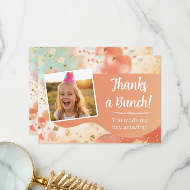 Carte De Remerciements Remerciements pour l'anniversaire des enfants Phot (Devant/Arrière en situation)