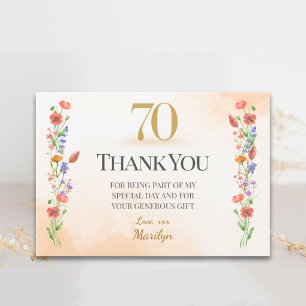 Carte De Remerciements Remerciements pour les 70 ans Soft Wildflower