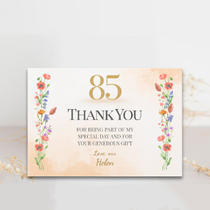 Carte De Remerciements Remerciements pour les 85 ans Soft Wildflower