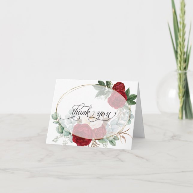 Carte De Remerciements Remerciements pour mariage | Bouquet Red Peony vib (Devant)