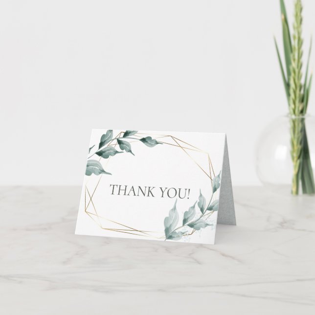 Carte De Remerciements Remerciements pour mariage | Grayed Jade Green Bot (Devant)