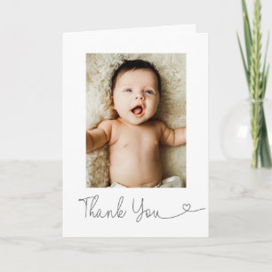 Carte De Remerciements Remerciements pour photo de bébé Cœur Moderne Baby