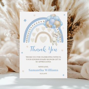 Carte De Remerciements Remerciements pour une Baby Shower Lapin Arc-en-Ci