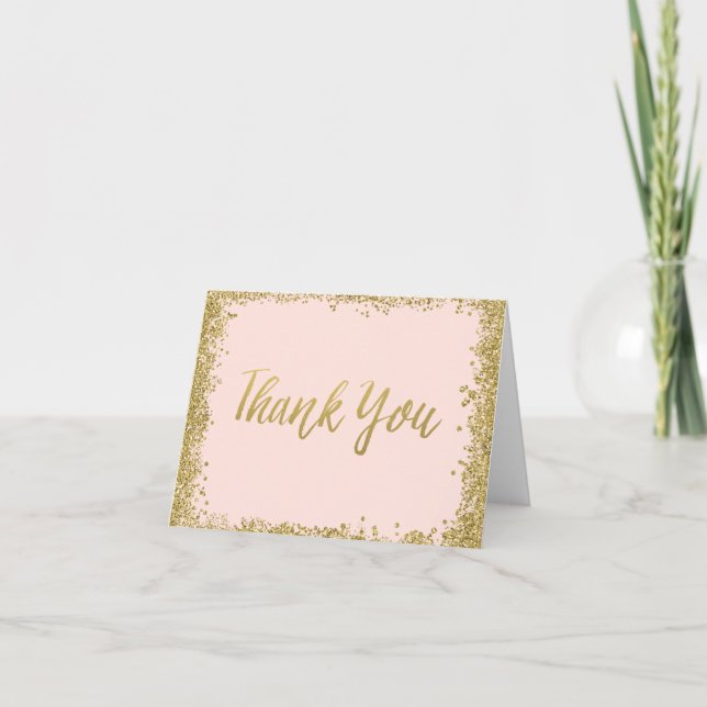 Carte De Remerciements Remerciment Paillettes Rose Gold (Devant)
