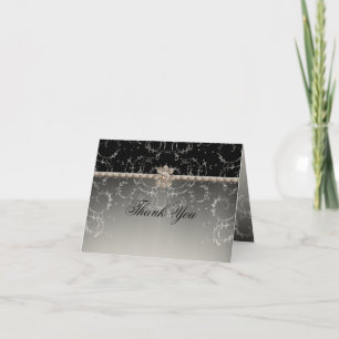 Carte De Remerciements Remous octogonaux de diamant de Bling d'argent de