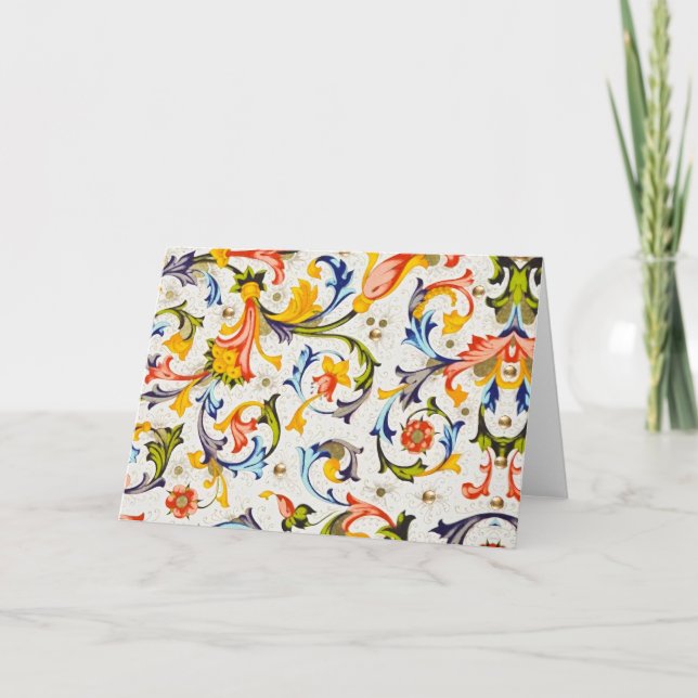 CARTE DE REMERCIEMENTS RENAISSANCE FLORENTINE EAUX FLORALES, FLEURS (Devant)