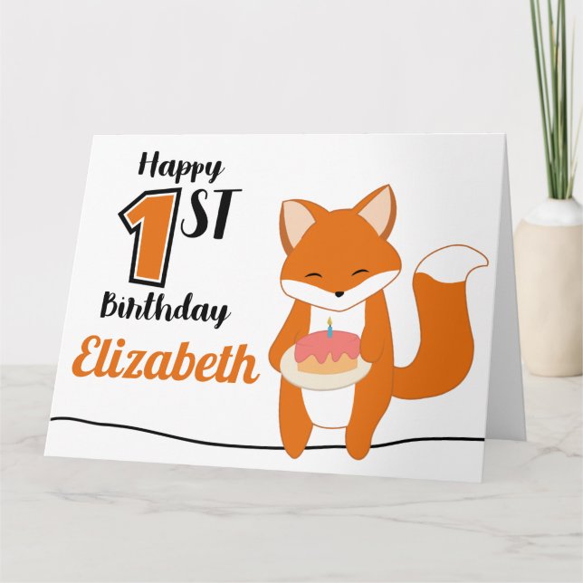 Carte De Remerciements Renard 1er anniversaire (Devant)