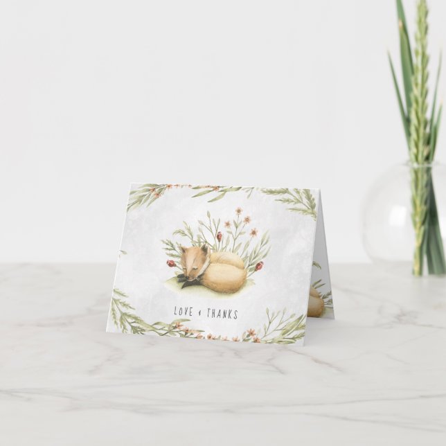 Carte De Remerciements Renard des Bois | Remerciements Baby Shower Forest (Devant)