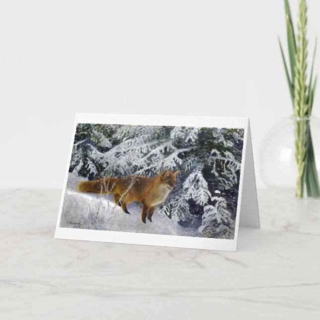Carte De Remerciements Renard en hiver (1904) par Bruno Liljefors (Devant)